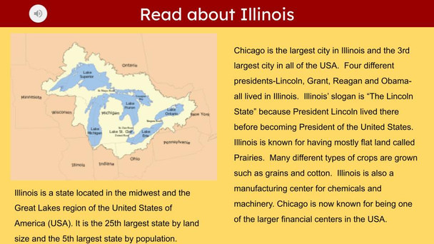 Illinois (50 States and Capitals) Informational Text and Activities