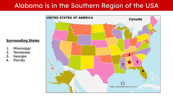 Alabama State (50 States and Capitals) Informational Text and Activities