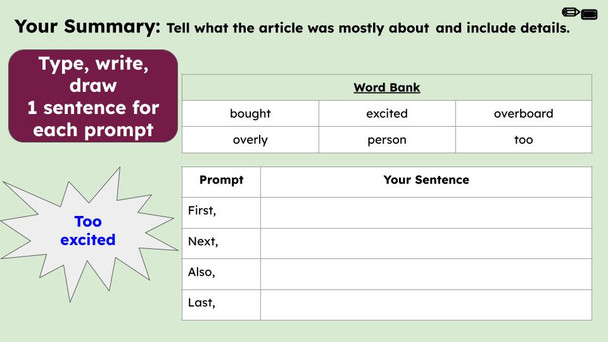 Go Overboard Figurative Language Reading Passage and Activities