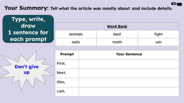 Fight Tooth and Nail Figurative Language Reading Passage and Activities