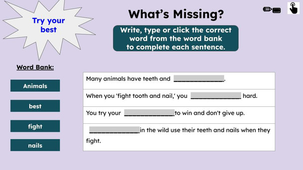 Fight Tooth and Nail Figurative Language Reading Passage and Activities