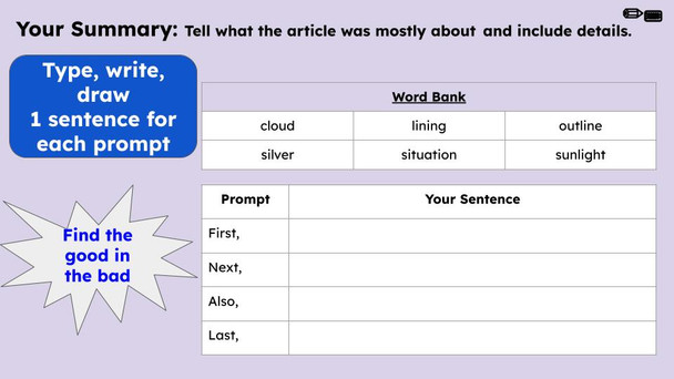 Every Cloud Has a Silver Lining Figurative Language Reading Passage and Activities