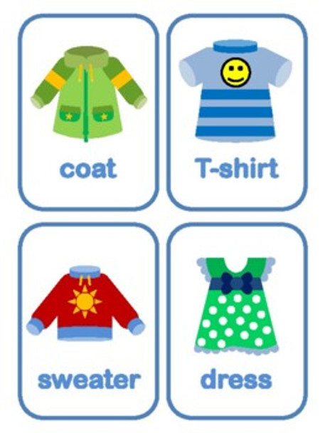 Clothing Vocabulary Flash Cards for ESL