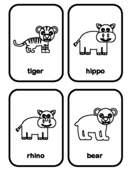 Zoo Animal Vocabulary Flash Cards for ESL