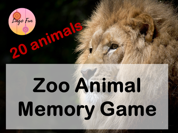 Zoo Animal Vocabulary Memory Game for ESL