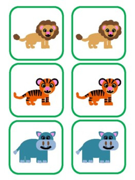 Zoo Animal Vocabulary Memory Game for ESL