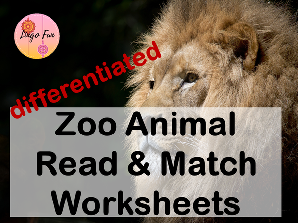 Zoo Animal Vocabulary Read and Match Worksheets