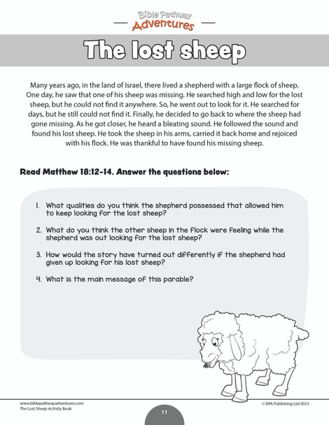 Bible Parable: The Lost Sheep workbook