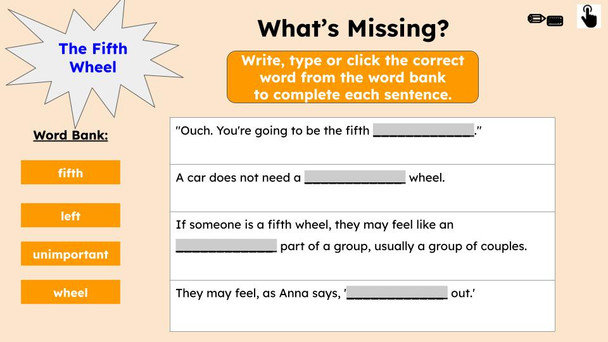 Fifth Wheel Figurative Language Reading Passage and Activities