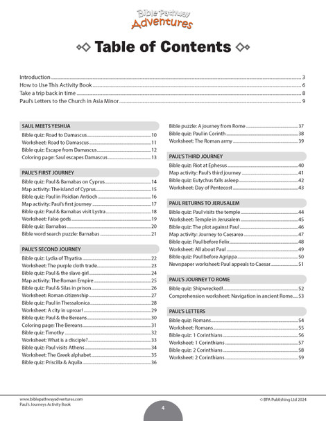 Paul's Journeys Activity Book for Grades 3-6