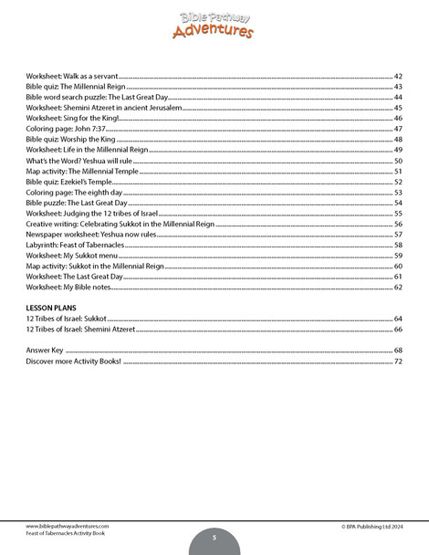 Feast of Tabernacles Activity Book (Sukkot)