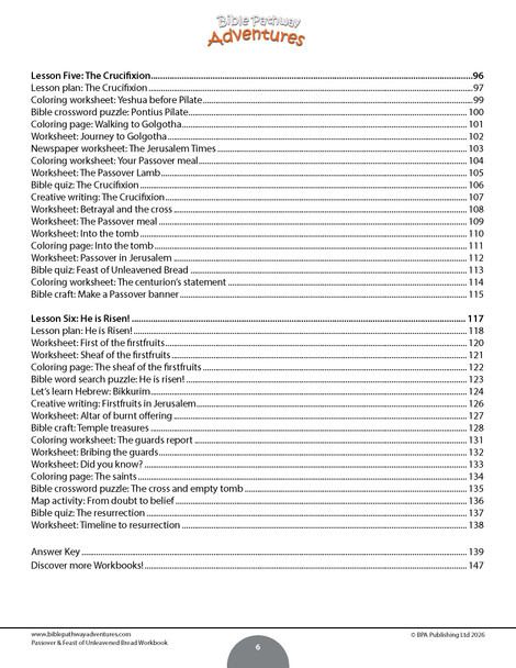 Passover & Feast of Unleavened Bread Workbook