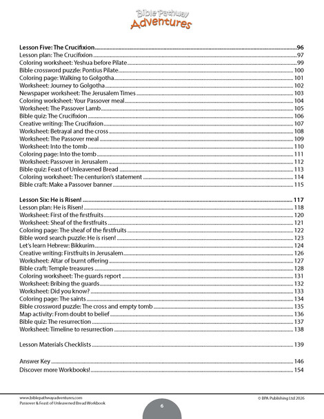 Passover & Feast of Unleavened Bread Workbook