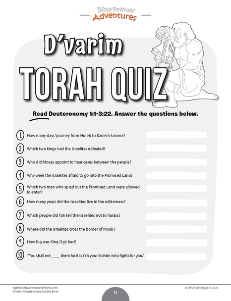 D'varim | Deuteronomy Torah Portions Activity Book