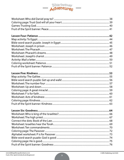 Fruit of the Spirit Activity Book for Beginners