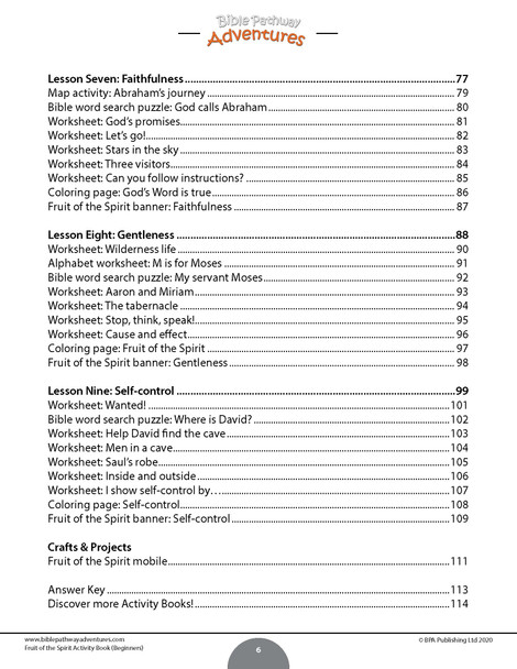 Fruit of the Spirit Activity Book for Beginners