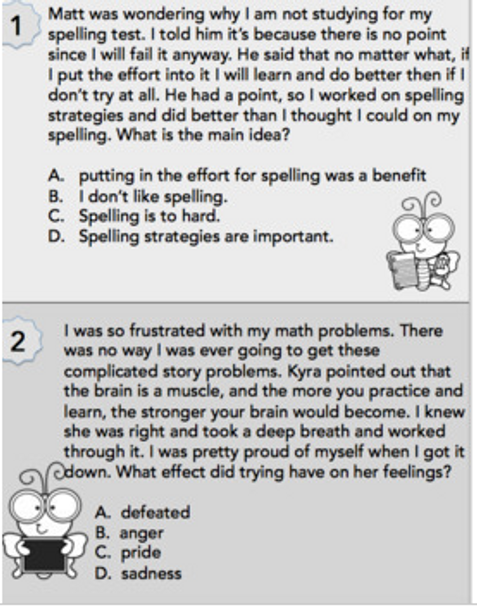 Growth Mindset Reading Comprehension Task Cards