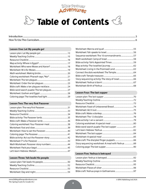The Spring Feasts Bible Curriculum for Grades for K-2