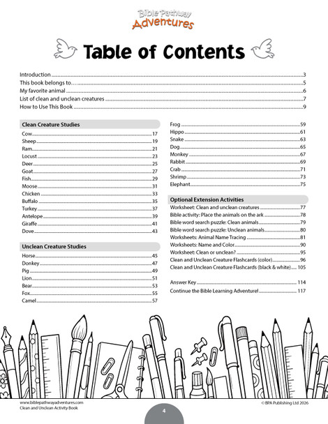 Clean and Unclean Animals Activity Book for Grades K-2