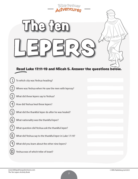 Miracles of the Bible: The Ten Lepers Activity Book