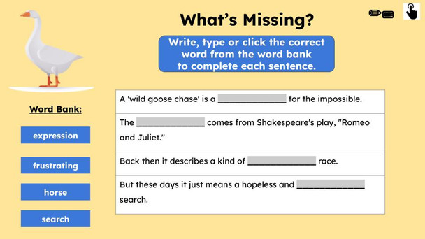 Wild Goose Chase Figurative Language Reading Passage and Activities