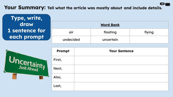 Up In The Air Figurative Language Reading Passage and Activities