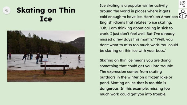 Skating on Thin Ice Figurative Language Reading Passage and Activities
