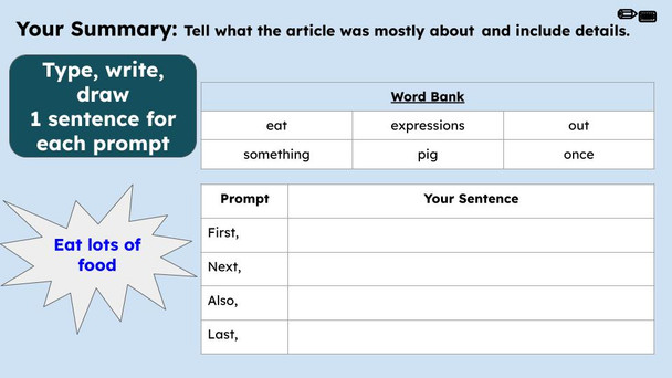 Pig Out Figurative Language Reading Passage and Activities