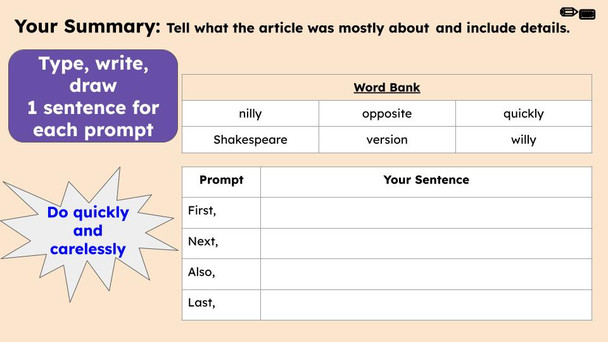 Willy Nilly Figurative Language Reading Passage and Activities