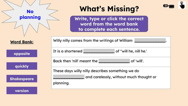 Willy Nilly Figurative Language Reading Passage and Activities