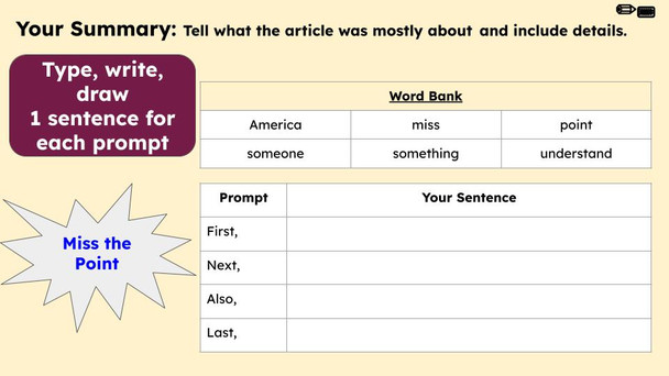 Miss the Point Figurative Language Reading Passage and Activities