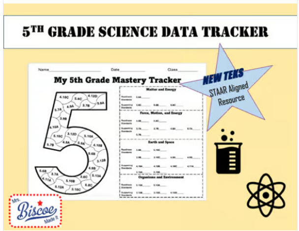 5th Grade Science Data Tracker Updated with new TEKS (STAAR, TEKS)