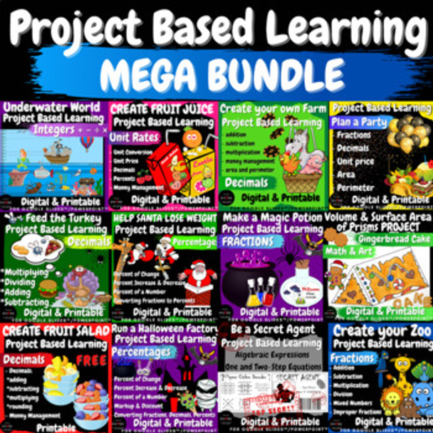 Math Project Based Learning MEGA BUNDLE Fun Math PBL Activities Middle School