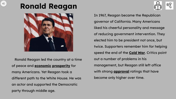 President Ronald Reagan Informational Text Reading Passage and Activities