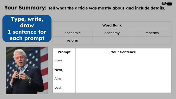 President Bill Clinton Informational Text Reading Passage and Activities