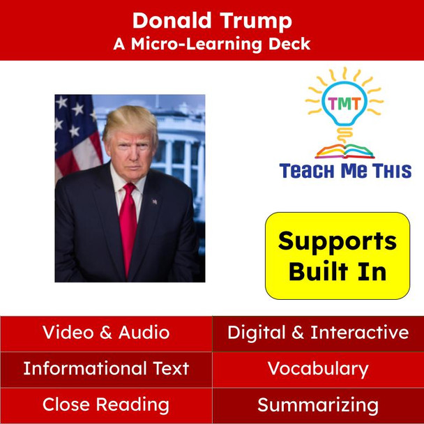 President Donald Trump Informational Text Reading Passage and Activities