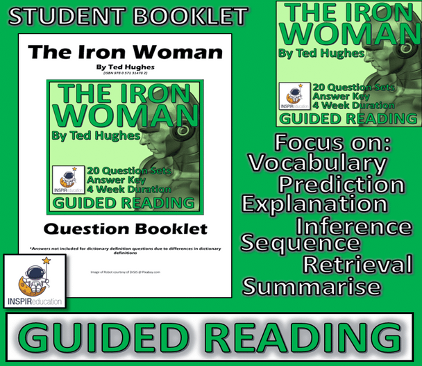 GUIDED READING: The Iron Woman by Ted Hughes - 20 Question Sets, Answer Key