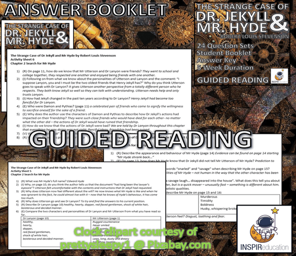 GUIDED READING: Dr Jekyll and Mr Hyde by RL Stevenson - Question Sets and Answer Keys