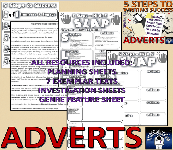 Writing Adverts: Lesson Plans, Exemplars, Resources, Posters and Writing Frames