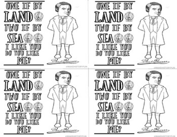 One if By Land Two if By Sea Paul Revere Historical Valentine