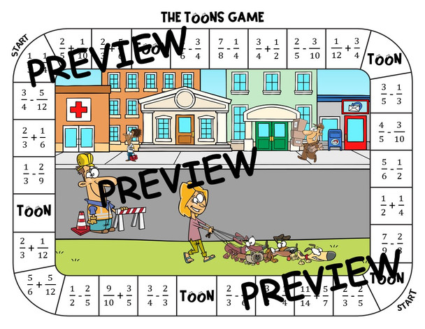 Add and Subtract Fractions and Mixed Numbers with Unlike Denominators - Game and Worksheets
