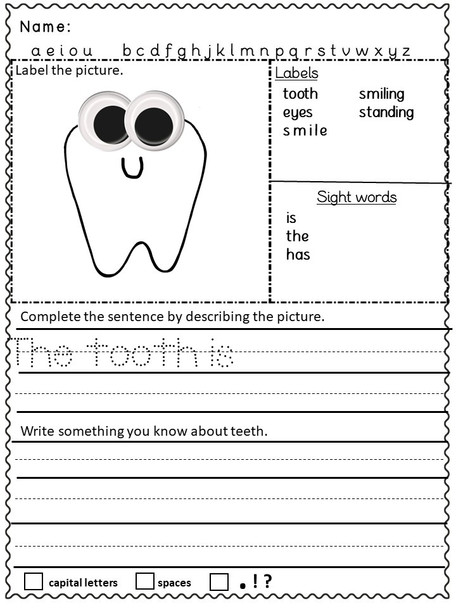 Daily Writing Journal Teeth Care