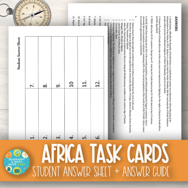 Geography, Africa Task Cards
