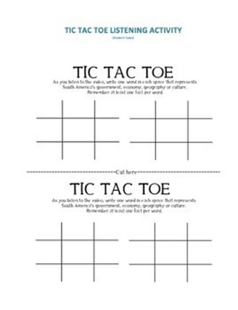 Geography: Central America Tic-Tac-Toe Activity (middle and high school)