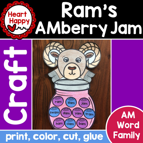 AM Word Family Craft | Ram's AMberry Jam | Short A Craft