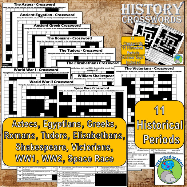 HISTORY and GEOGRAPHY Wordsearch and Crossword BUNDLE