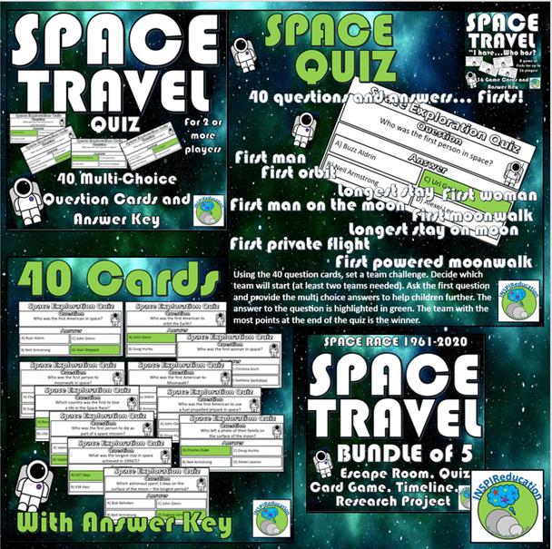 SPACE RACE: USA vs RUSSIA (1961 - 2020), Escape Room, Timeline, Dinner Party, Quiz (Answer Keys included)