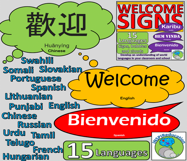 Classroom WELCOME SIGNS: 15 Global Languages - Back to School Display Pack