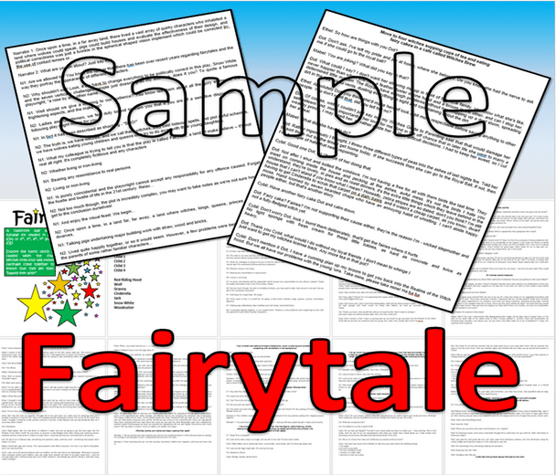 BUNDLE: Original Fairytale Playscript, Original Fairytale 2 "The Witches Return" Playscript, 2 ESCAPE ROOMS, Answer Keys, resources and student workbooks