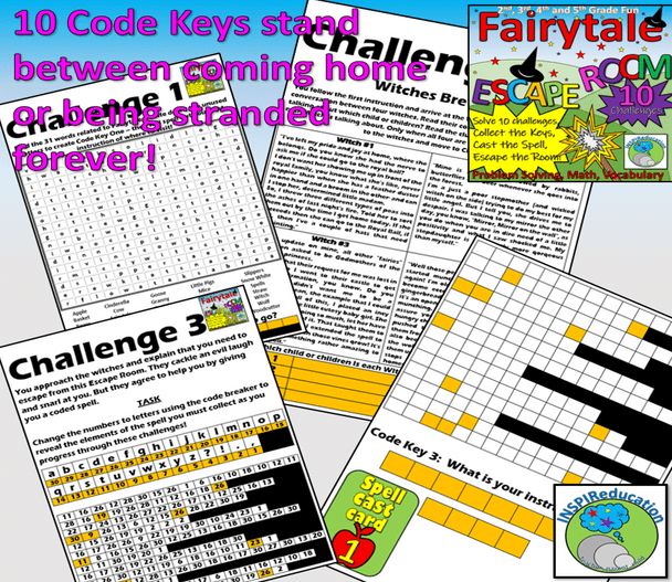 ESCAPE ROOM: Fairytale - 10 Challenges, Resources, Student Workbook, Answer Key